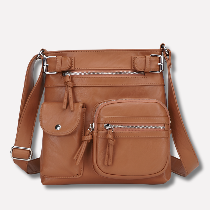 Sac à épaule en cuir multi-poches pour femme