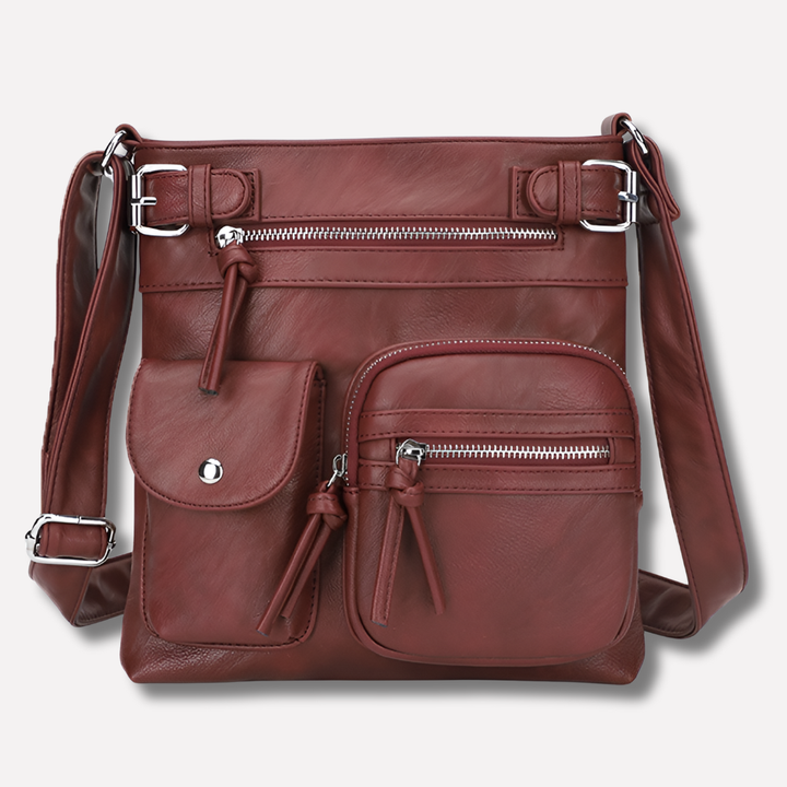 Sac à épaule en cuir multi-poches pour femme