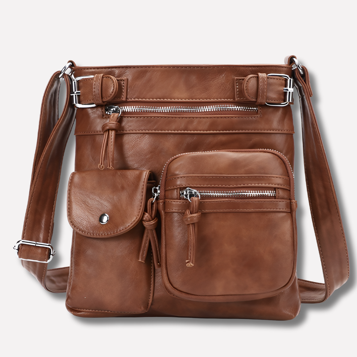 Sac à épaule en cuir multi-poches pour femme
