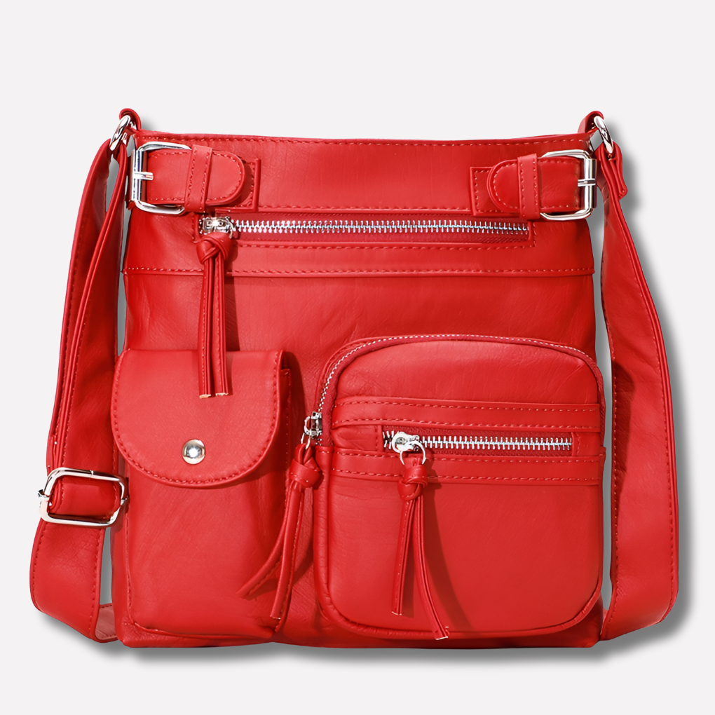 Sac à épaule en cuir multi-poches pour femme