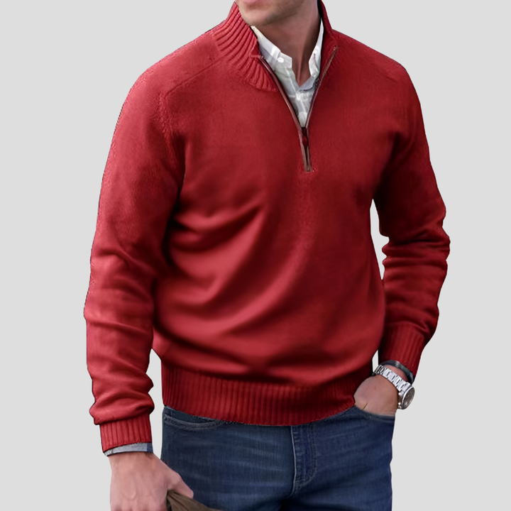 Pull-over en coton pour homme avec col zippé