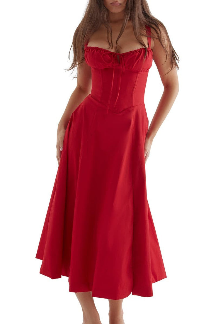 Robe Florale Sculptee à la Taille