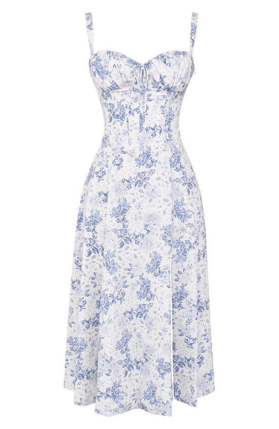 Robe Florale Sculptee à la Taille