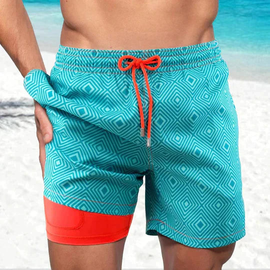 Shorts de bain pour hommes tendance avec doublure et poche pour téléphone