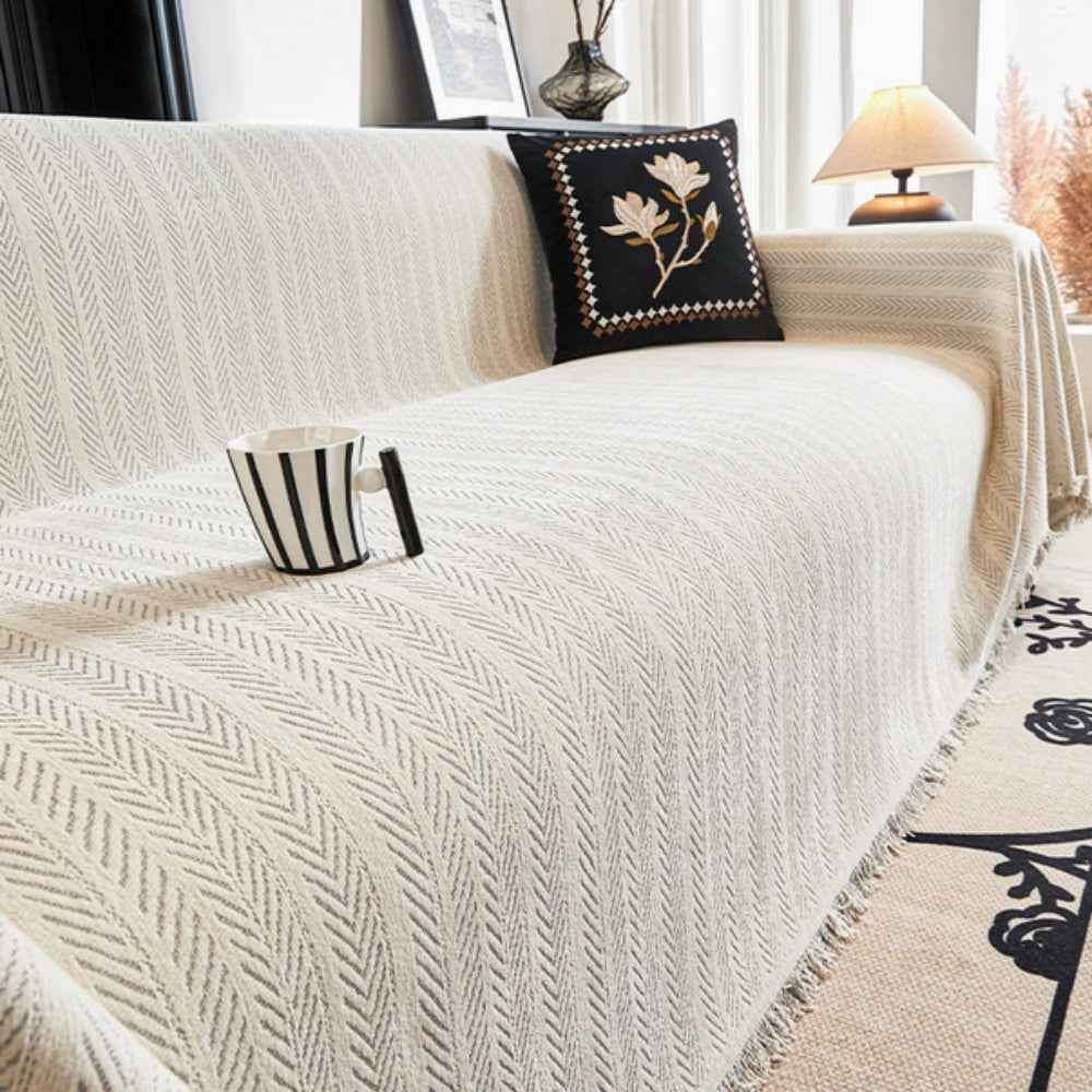 Housse de canapé en chenille en chevrons
