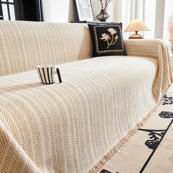 Housse de canapé en chenille en chevrons