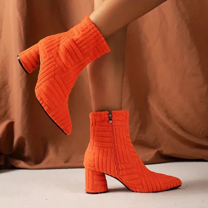 Bottes Femme Talons Blocs de Couleur Unie