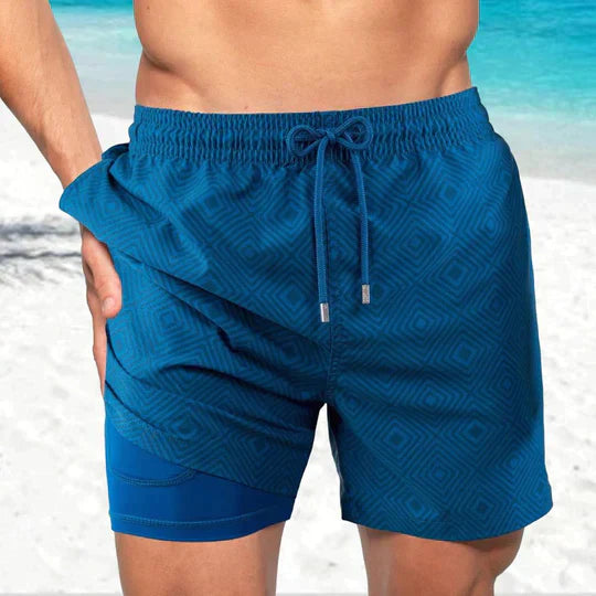 Shorts de bain pour hommes tendance avec doublure et poche pour téléphone