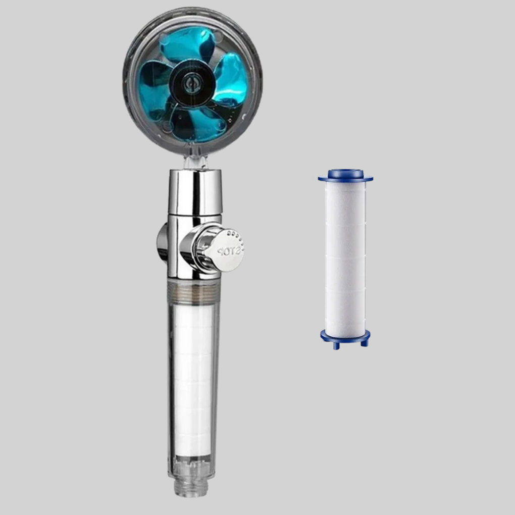 Pommeau de douche avec hélice rotative effet de pluie haute pression