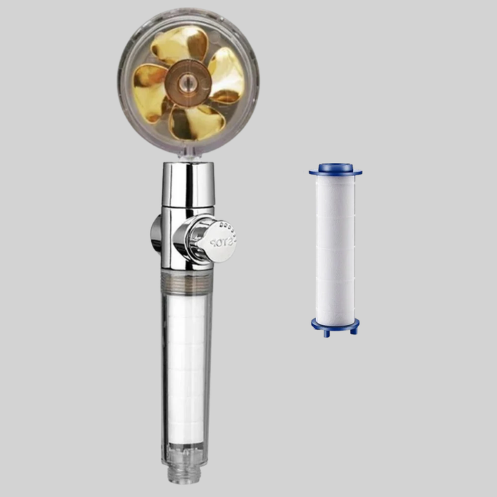 Pommeau de douche avec hélice rotative effet de pluie haute pression