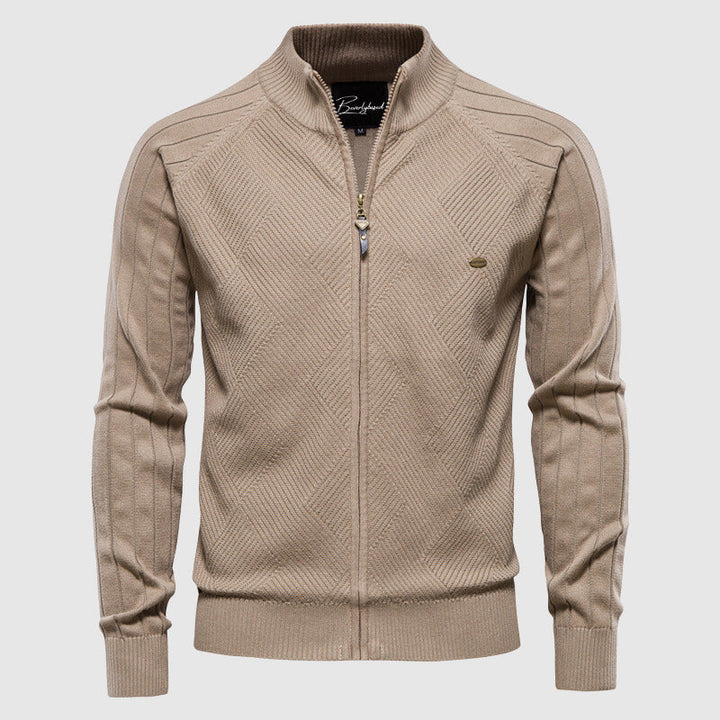 Zyan – Pull Cardigan Homme à Zip Complet en Coton
