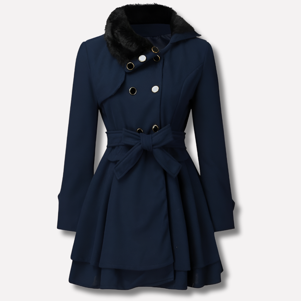 Manteau d'hiver pour femmes avec boutons et ceinture