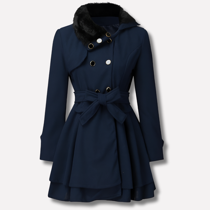 Manteau d'hiver pour femmes avec boutons et ceinture