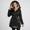 Parka pour femmes avec capuche doublée et taille avec cordon de serrage