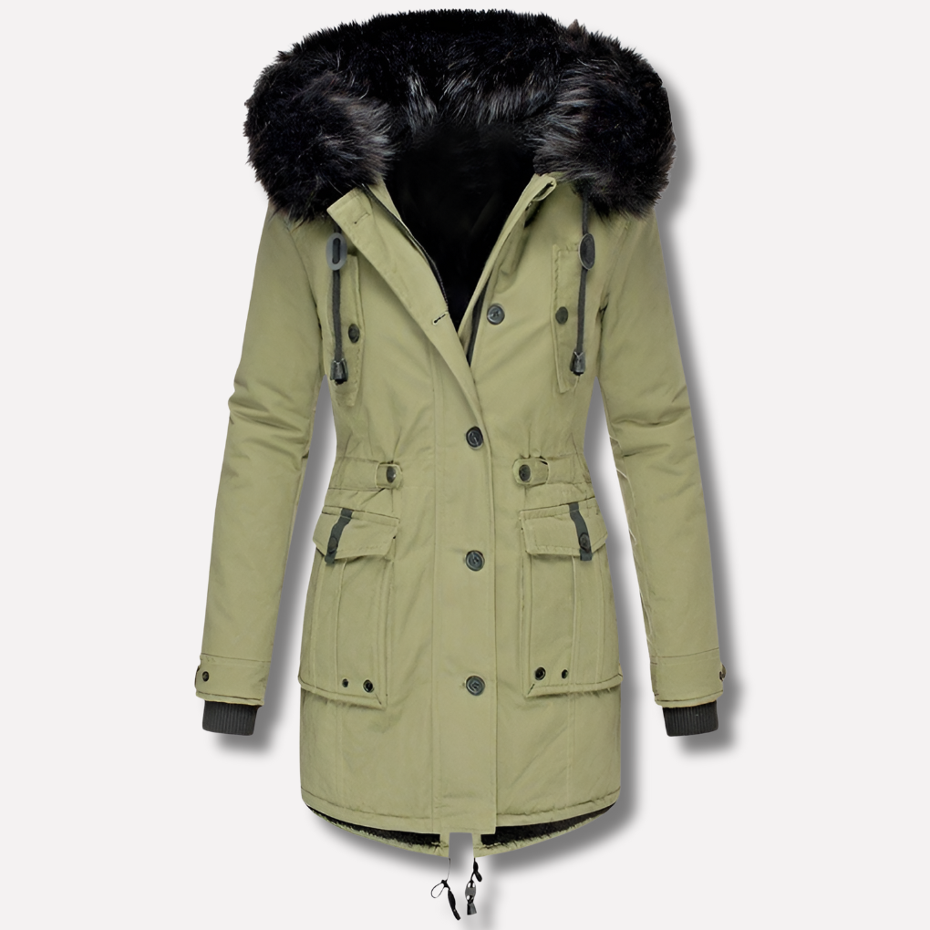 Veste Parka Femme avec Capuche et Poches Pliantes