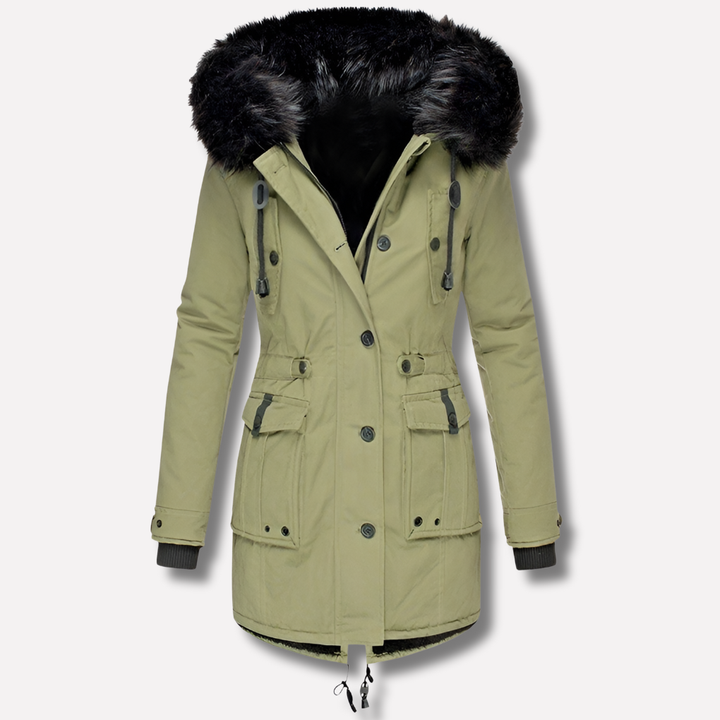 Veste Parka Femme avec Capuche et Poches Pliantes