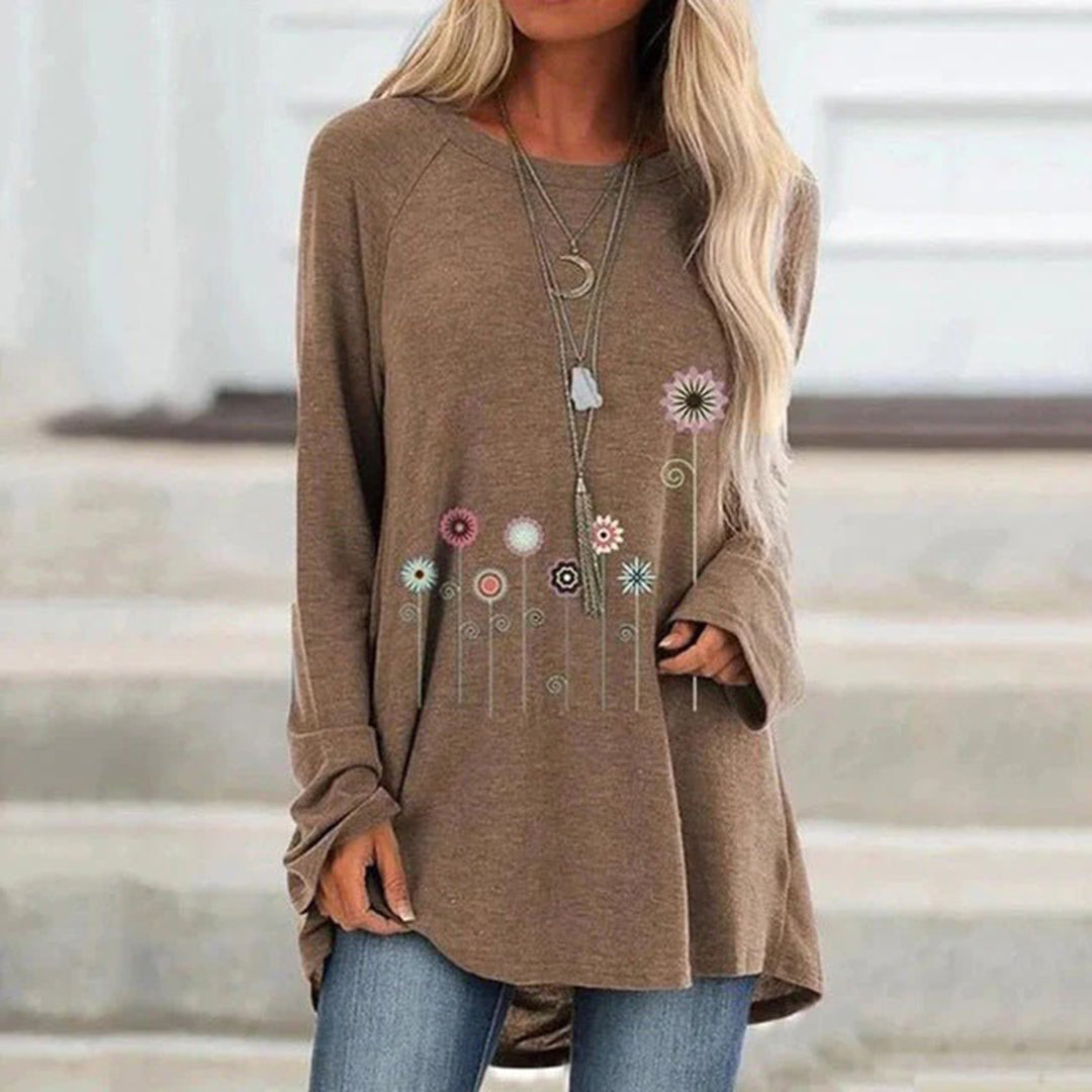 Sweatshirt avec broderie florale 3D, texture douce rencontre élégance subtile