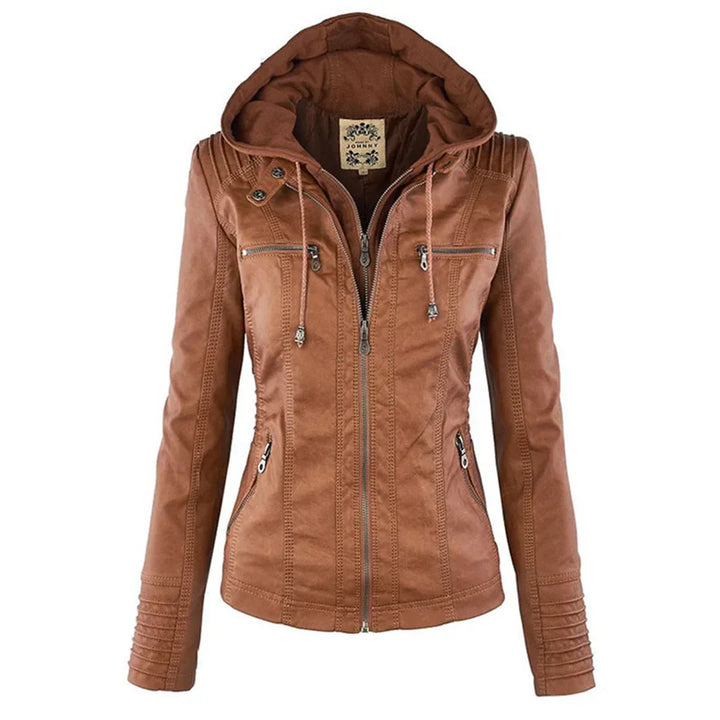 Melodie – Veste de cuir synthétique de biker avec capuche