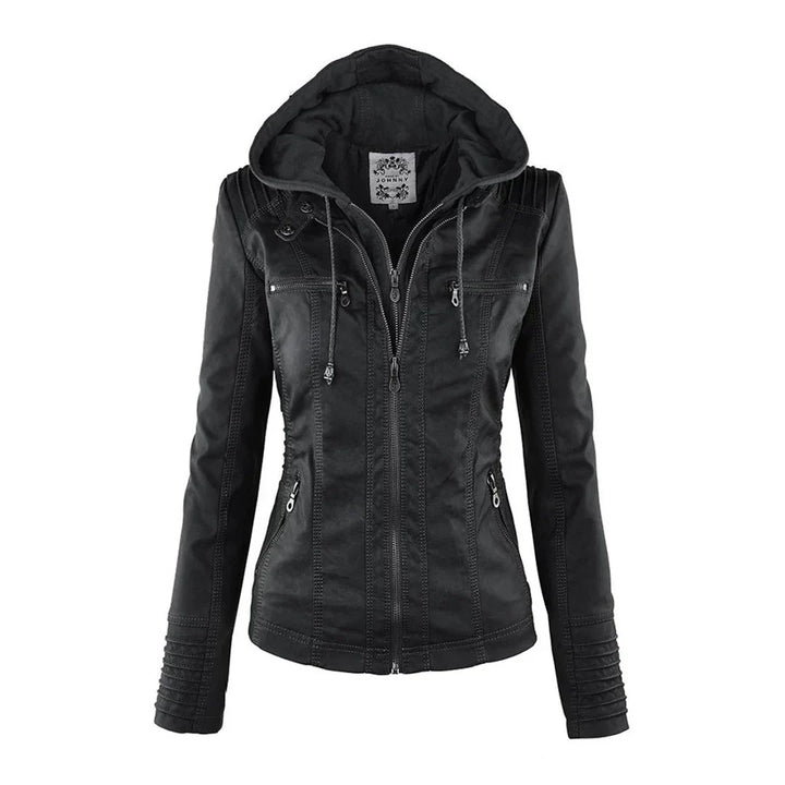Melodie – Veste de cuir synthétique de biker avec capuche