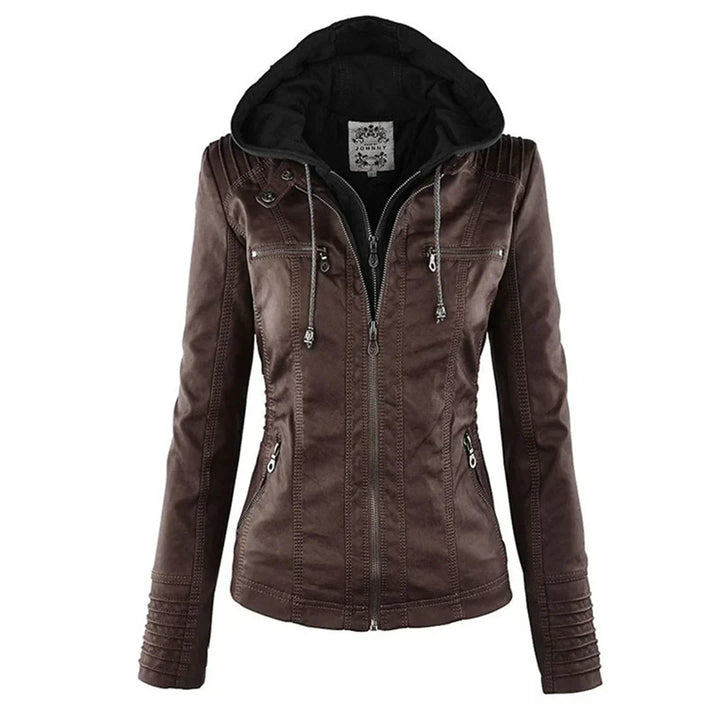Melodie – Veste de cuir synthétique de biker avec capuche