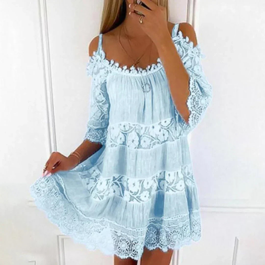 Robe Mini d'Été avec Dentelle Crochet et Broderie