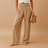Pantalons en lin haute taille élégants pour femmes – Taille élastique décontractée