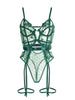 Body de Dentelle Vert pour Femme avec Armature