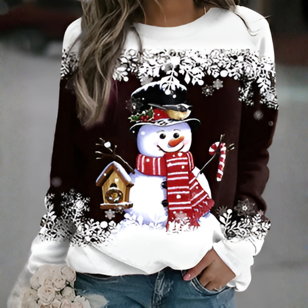 Sweatshirt Femme Impression Flocon de Neige Xmas