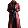 Manteau d'hiver long en similicuir pour hommes