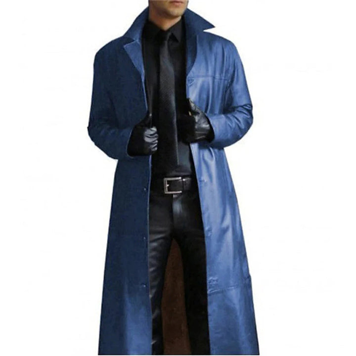 Manteau d'hiver long en similicuir pour hommes