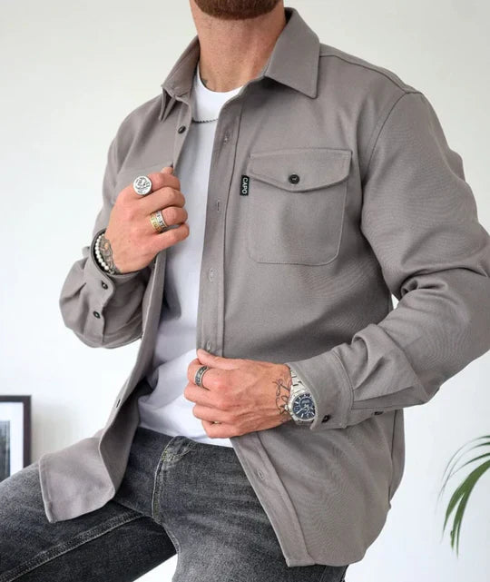 Chemise à manches longues pour hommes avec poches utilitaire classique pour usage quotidien