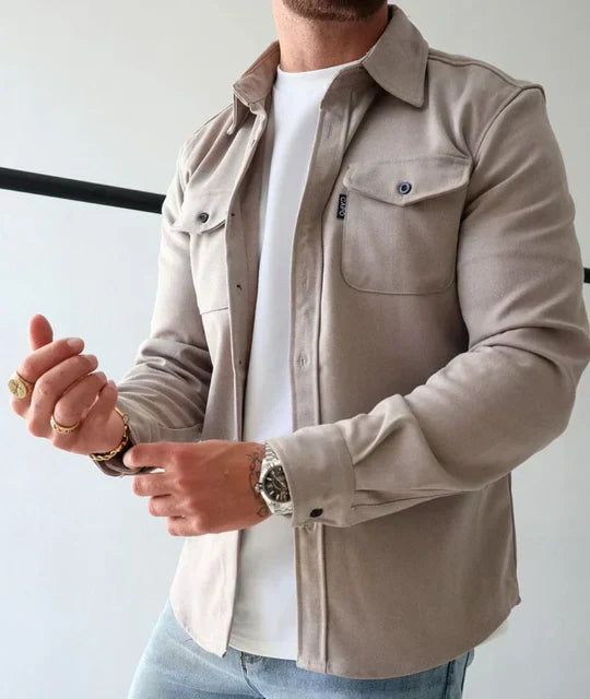 Chemise à manches longues pour hommes avec poches utilitaire classique pour usage quotidien