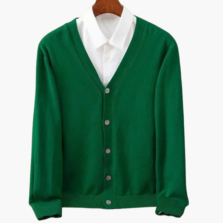 Cardigan à boutons devant en V pour hommes – Couche en maille classique