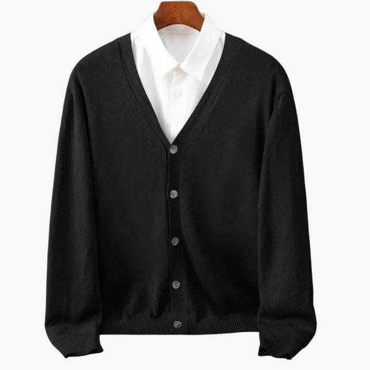 Cardigan à boutons devant en V pour hommes – Couche en maille classique