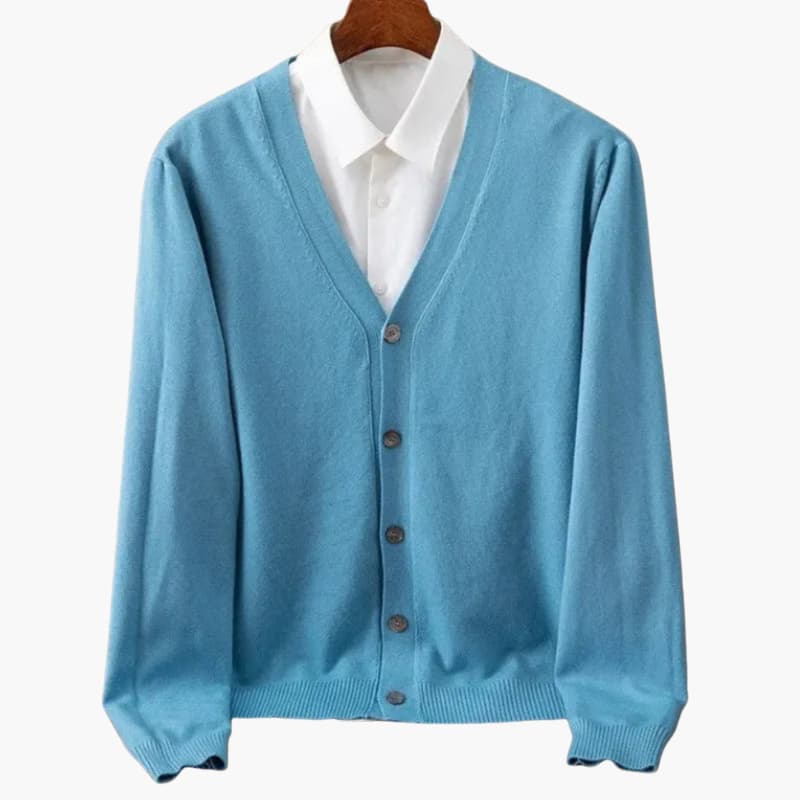 Cardigan à boutons devant en V pour hommes – Couche en maille classique