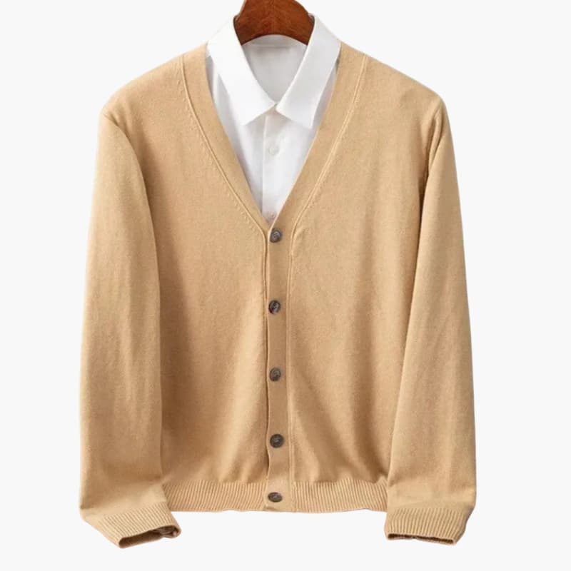 Cardigan à boutons devant en V pour hommes – Couche en maille classique