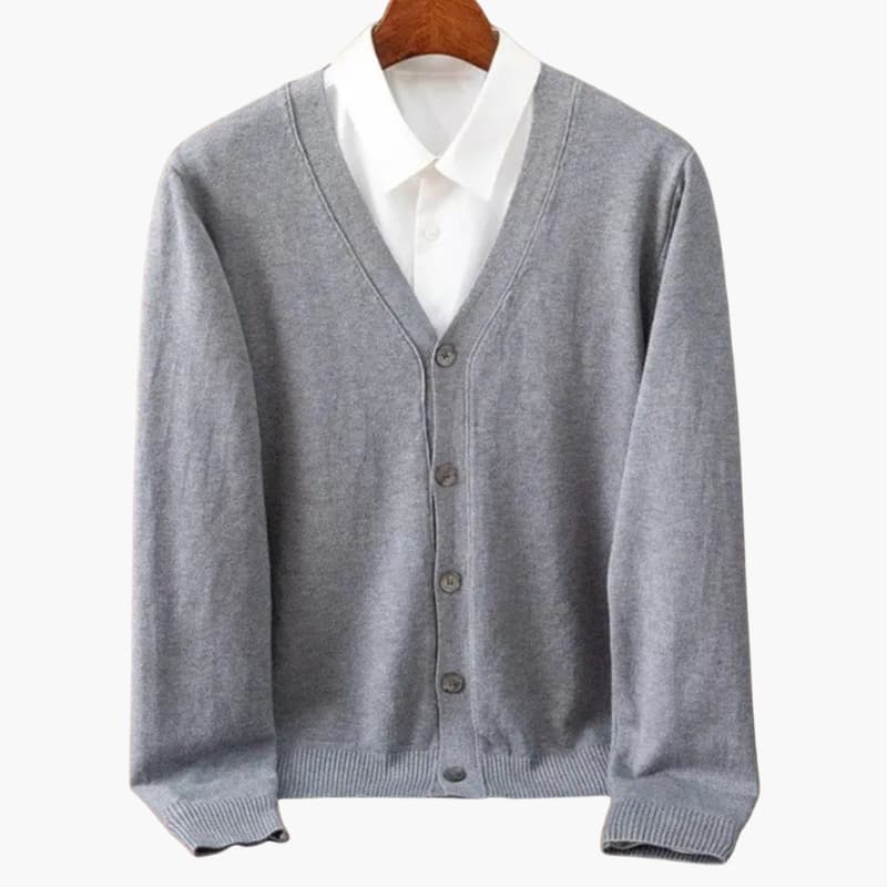 Cardigan à boutons devant en V pour hommes – Couche en maille classique