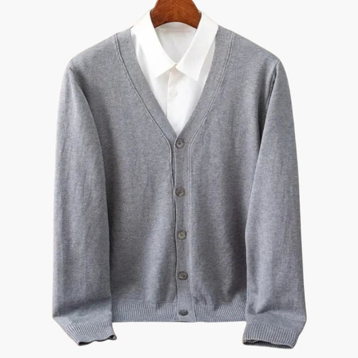 Cardigan à boutons devant en V pour hommes – Couche en maille classique
