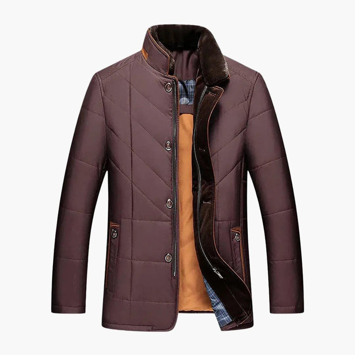Veste Matelassée pour Hommes avec Fermeture à Bouton – Couche Extérieure à Col Montant