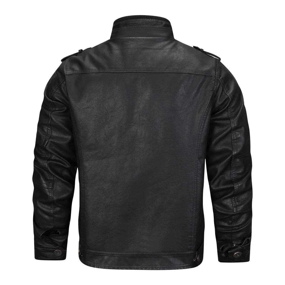 Veste en cuir noire pour hommes