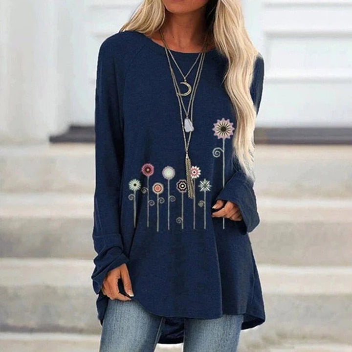 Sweatshirt avec broderie florale 3D, texture douce rencontre élégance subtile