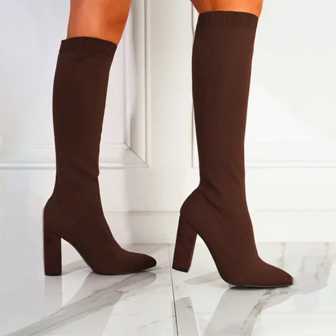 Bottes hautes en stretch pour femmes