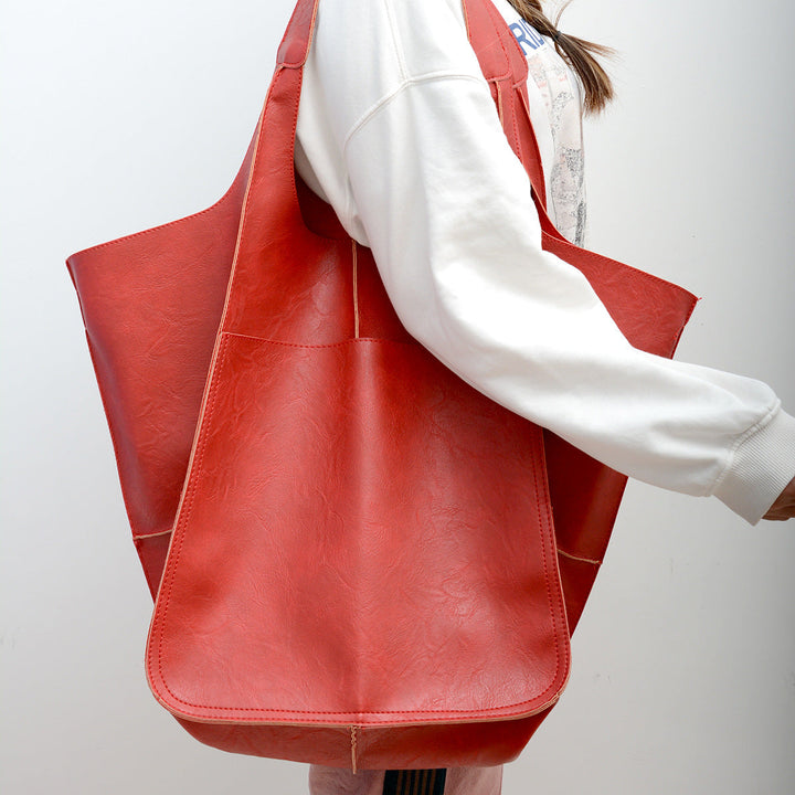 Sac à épaule en cuir vintage surdimensionné pour femmes – Style intemporel rencontre fonctionnalité quotidienne