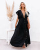 Bethany | Robe Maxi Boho Bouton Devant pour Femme