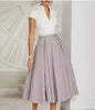 Robe d'été flare blanche colorblock à décolleté en V