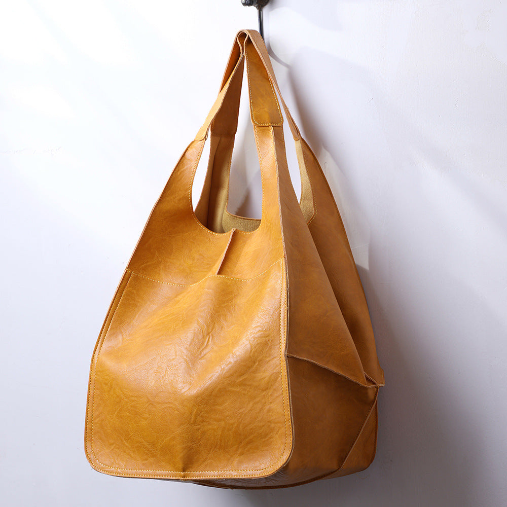 Sac à épaule en cuir vintage surdimensionné pour femmes – Style intemporel rencontre fonctionnalité quotidienne