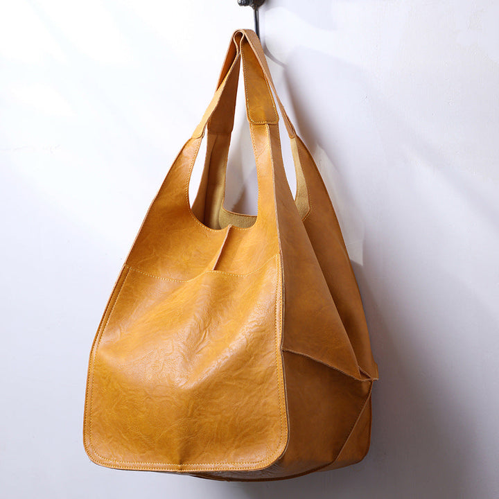 Sac à épaule en cuir vintage surdimensionné pour femmes – Style intemporel rencontre fonctionnalité quotidienne