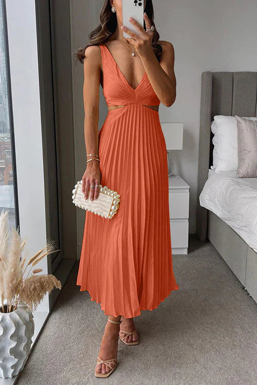 Robe Maxi Plissée Femme Élégante & Fluide