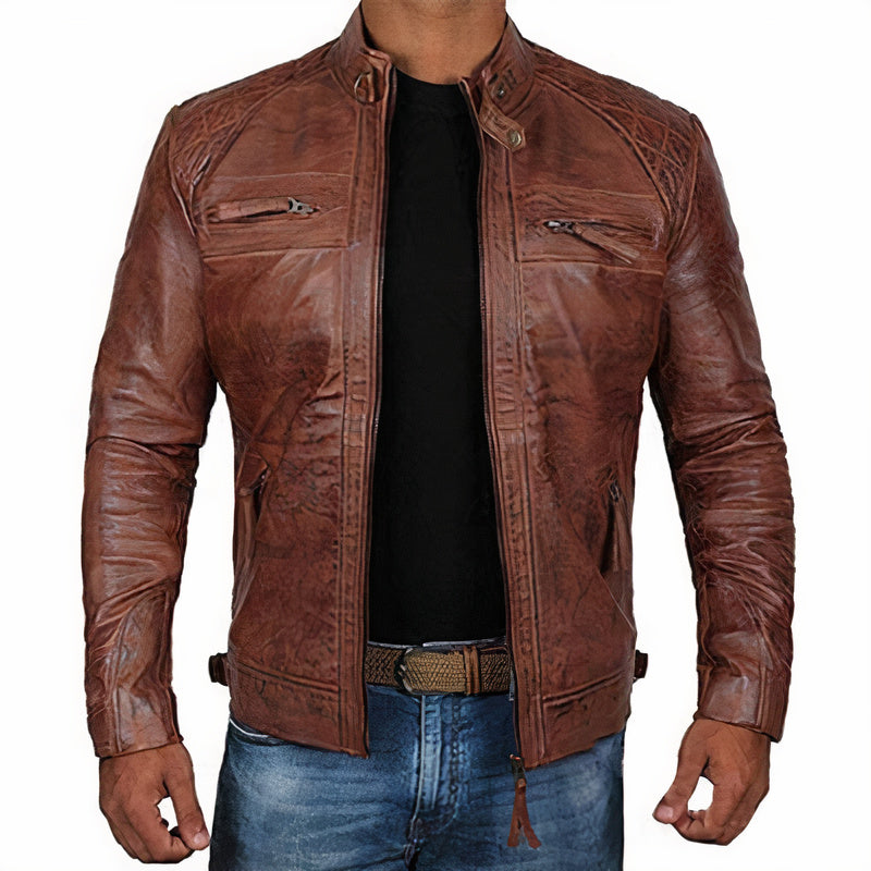 Veste de moto homme rugueuse avec poches zippées