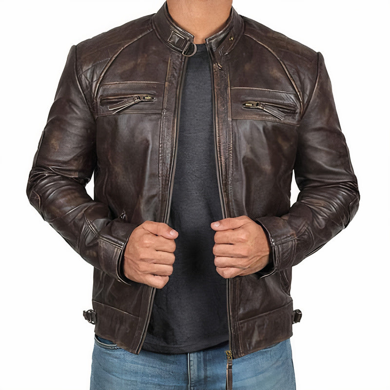 Veste de moto homme rugueuse avec poches zippées
